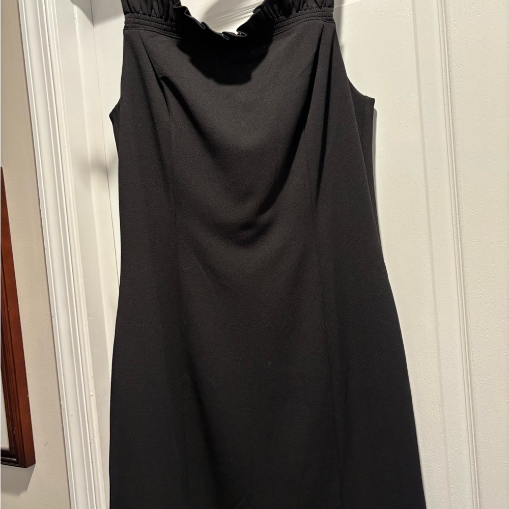 White House Black Market Black Sheath Dress ruffle Neck